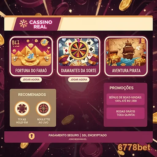 Imagem do cassino real com jogos disponíveis no site 6778bet.